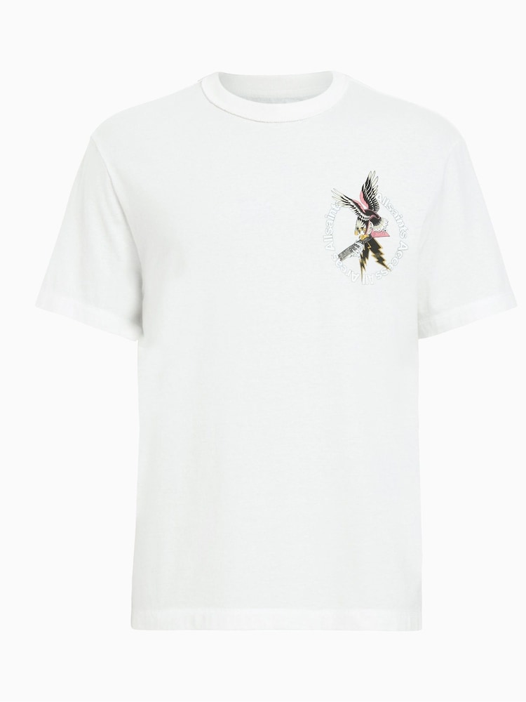 All Saints White Fret Short Sleeve Crew T-Shirt - Image 6 of 6