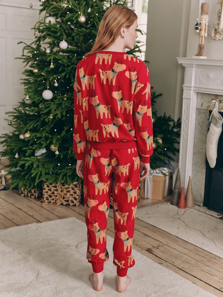 Red Matching Family Womens Christmas Reindeer Pyjamas - Image 2 of 10