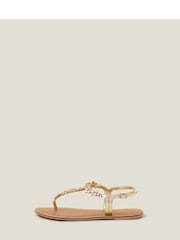 Accessorize Natural Flower Embellished Sandals - Image 1 of 3