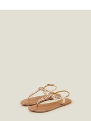 Accessorize Natural Flower Embellished Sandals - Image 2 of 3