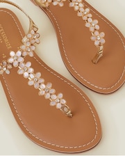 Accessorize Natural Flower Embellished Sandals - Image 3 of 3