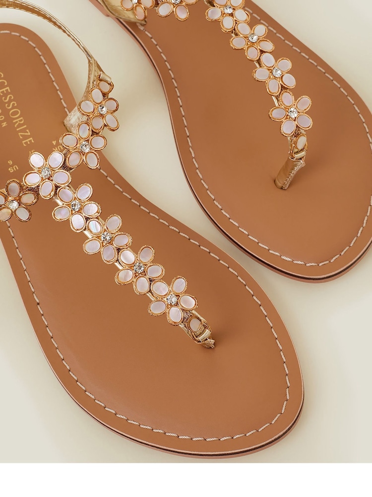 Accessorize Natural Flower Embellished Sandals - Image 3 of 3