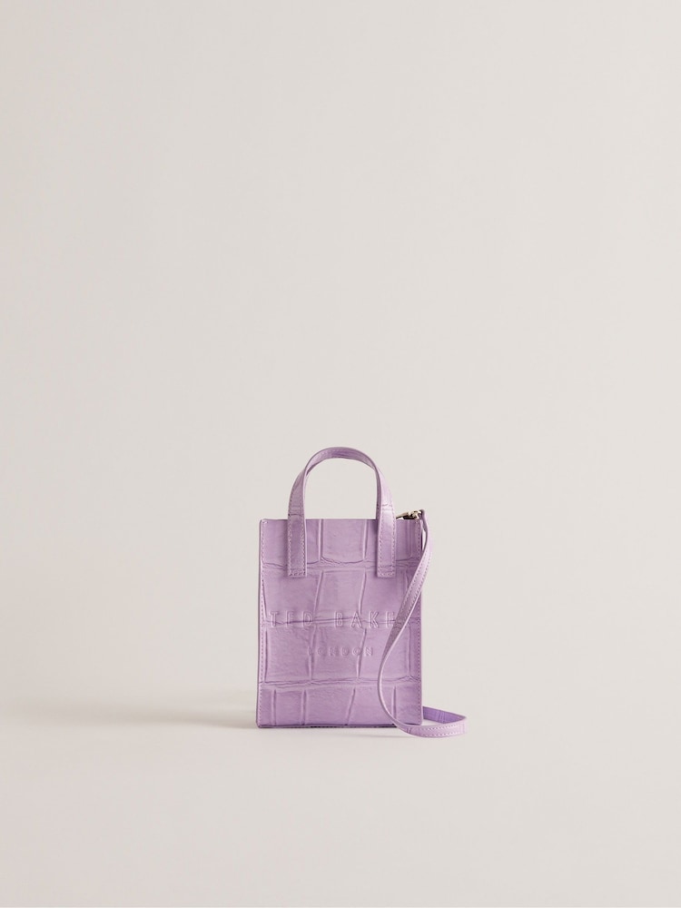 Ted Baker Purple Gatocon Croc Effect Mini Icon Bag - Image 1 of 6