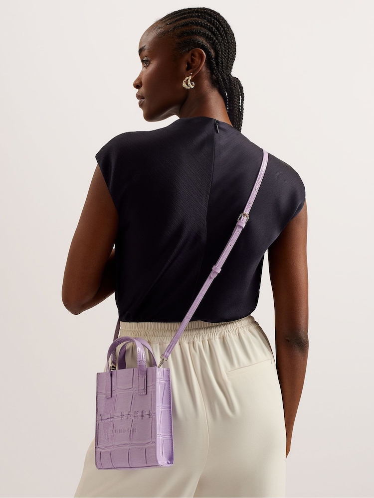 Ted Baker Purple Gatocon Croc Effect Mini Icon Bag - Image 2 of 6