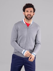 Lakeland Leather Grey Clothing Wade Knitted Bomber Jacket - Image 1 of 7