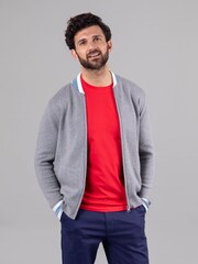 Lakeland Leather Grey Clothing Wade Knitted Bomber Jacket - Image 2 of 7