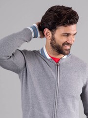 Lakeland Leather Grey Clothing Wade Knitted Bomber Jacket - Image 3 of 7