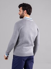 Lakeland Leather Grey Clothing Wade Knitted Bomber Jacket - Image 4 of 7