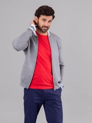 Lakeland Leather Grey Clothing Wade Knitted Bomber Jacket - Image 6 of 7