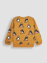 JoJo Maman Bébé Mustard Yellow Puffin Construction Vehicle Print Sweatshirt - Image 2 of 3