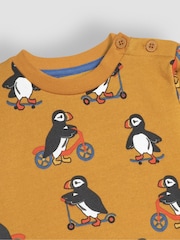 JoJo Maman Bébé Mustard Yellow Puffin Construction Vehicle Print Sweatshirt - Image 3 of 3