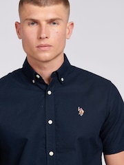 U.S. Polo Assn. Blue Mens Short Sleeve Oxford 100% Cotton Shirt - Image 2 of 6