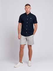 U.S. Polo Assn. Blue Mens Short Sleeve Oxford 100% Cotton Shirt - Image 3 of 6