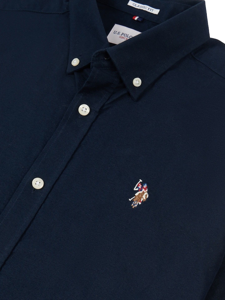 U.S. Polo Assn. Blue Mens Short Sleeve Oxford 100% Cotton Shirt - Image 6 of 6