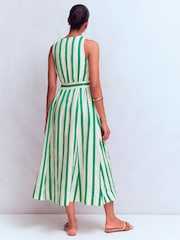 Boden Cream Catherine Button Linen Dress - Image 3 of 5