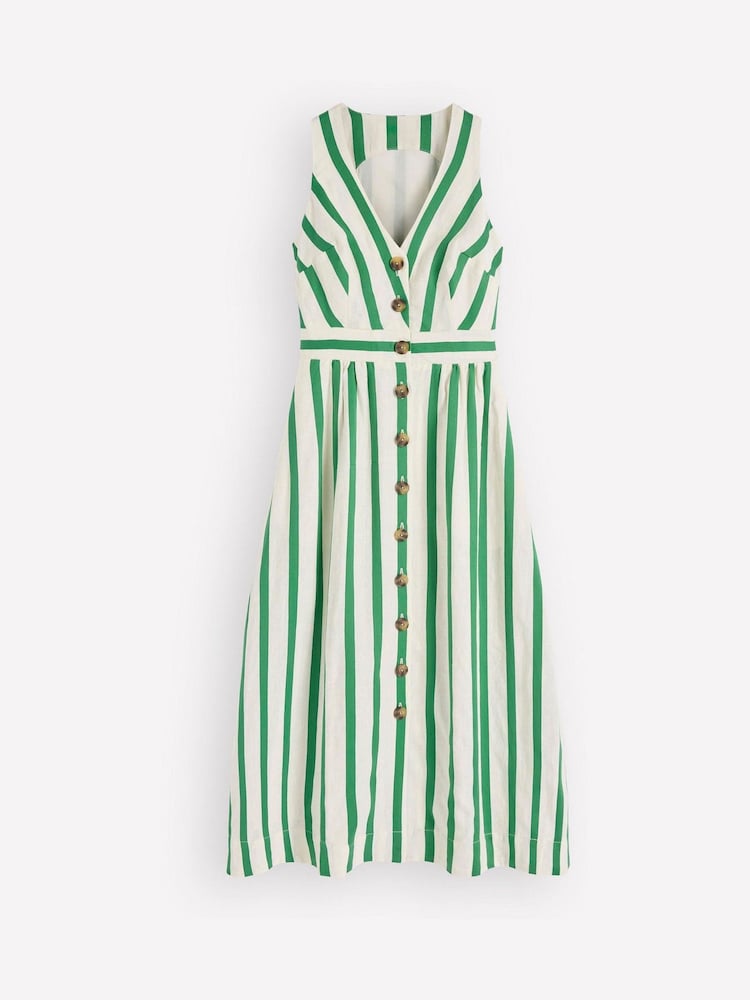 Boden Cream Catherine Button Linen Dress - Image 5 of 5 Boden Cream Catherine Button Linen Dress - Image 5 of 5