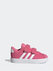 adidas Pink/White VL Court 3.0 Trainers - Image 1 of 9