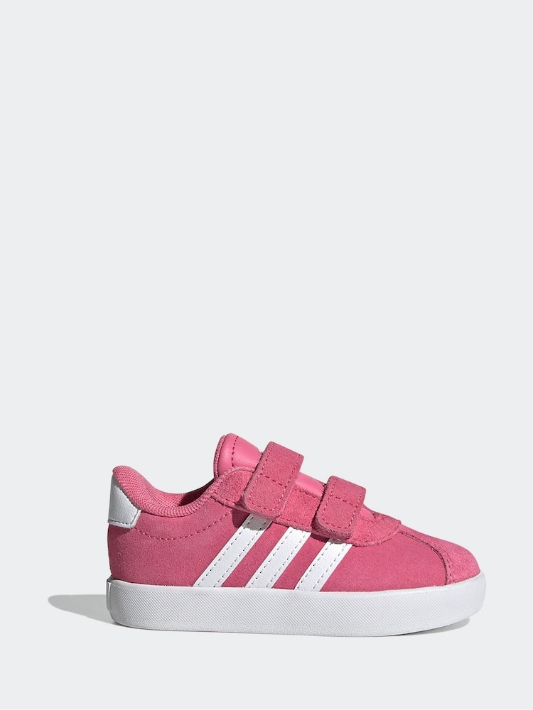 adidas Pink/White VL Court 3.0 Trainers - Image 1 of 9
