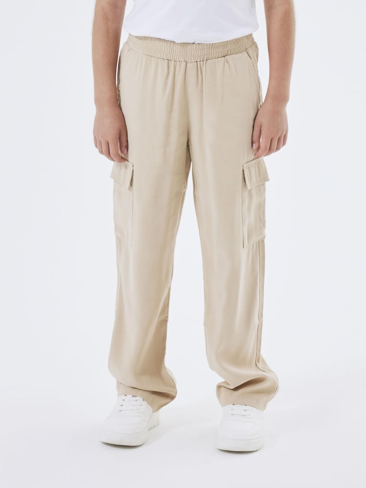 Name It Cream Elasticated Waist Cargo Trousers - Image 1 of 5