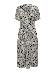 JDY Black Printed V-Neck Short Sleeve Tiered Maxi Dress - Image 4 of 5