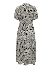 JDY Black Printed V-Neck Short Sleeve Tiered Maxi Dress - Image 5 of 5