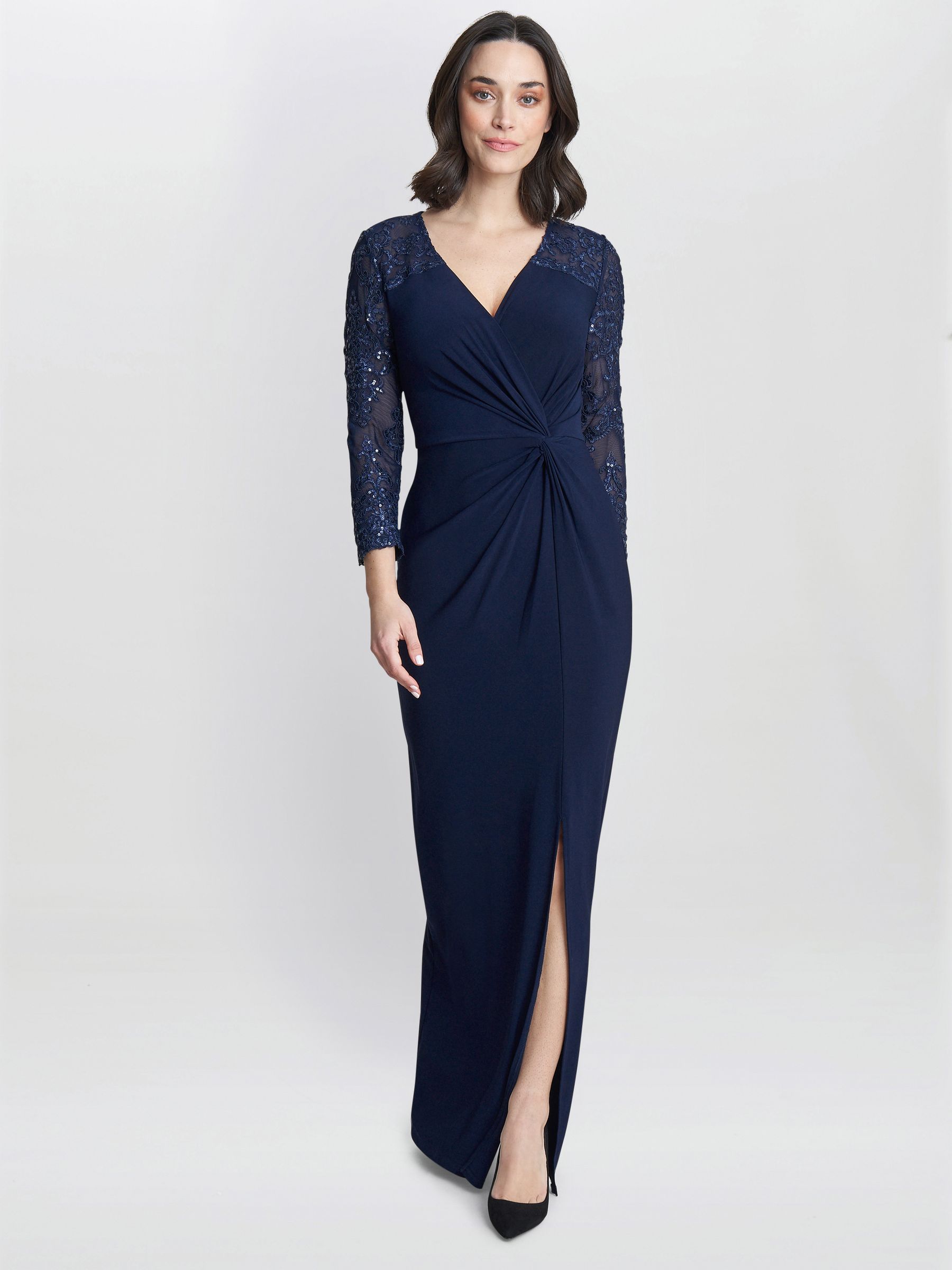 Gina Bacconi Knot Front Sequin Dress Buy Gina Bacconi Blue Isla