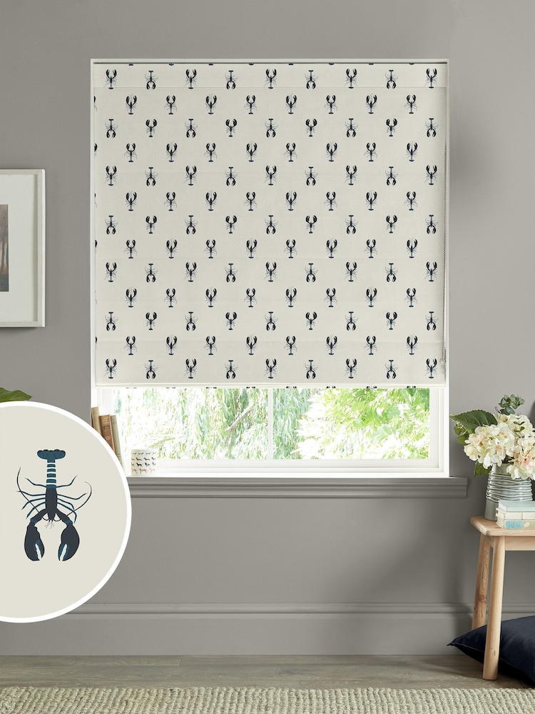 Sophie Allport White Lobster Made to Measure 100% Cotton Roman Blinds - Image 1 of 6