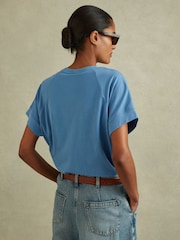 Reiss Blue Lois Cotton Crew Neck T-Shirt - Image 4 of 5