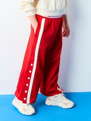 Red Wide Leg Popper Joggers (3-16yrs) - Image 1 of 7
