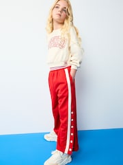 Red Wide Leg Popper Joggers (3-16yrs) - Image 3 of 7