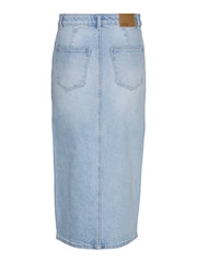 VERO MODA Blue Denim Midi Skirt With Front Split - Image 7 of 7