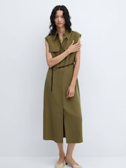 Mango Brown Belt Shirt Dress - Image 1 of 6