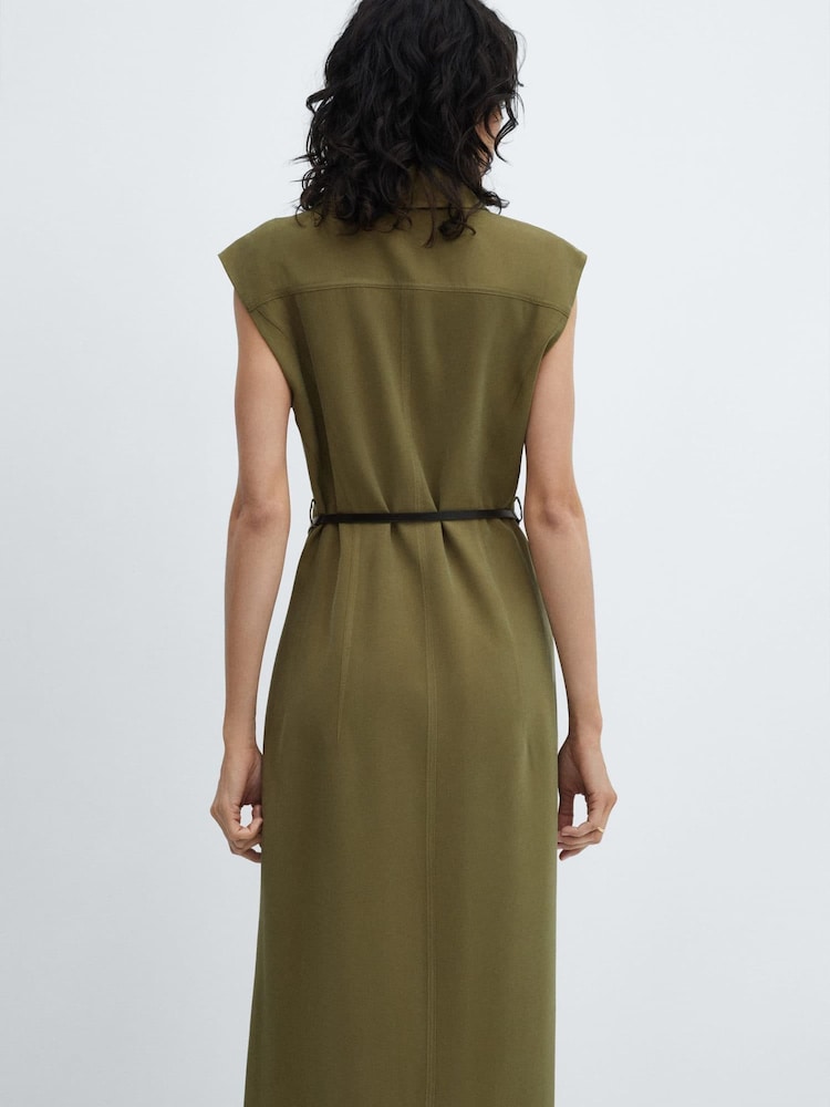 Mango Brown Belt Shirt Dress - Image 2 of 6 Mango Brown Belt Shirt Dress - Image 2 of 6