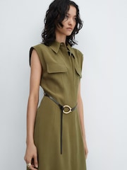 Mango Brown Belt Shirt Dress - Image 3 of 6