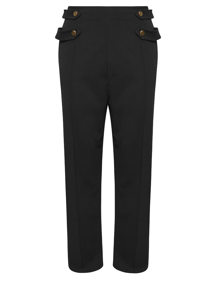 Yours Curve Black London Button Tab Trousers - Image 5 of 5