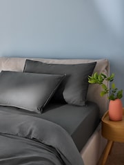 MADE.COM Charcoal Grey Cosy Washed Cotton Pillowcase Set of 2 - Image 1 of 3