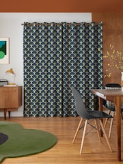 Orla Kiely Navy Blue Florida Made to Measure 100% Cotton Curtains - Image 2 of 6