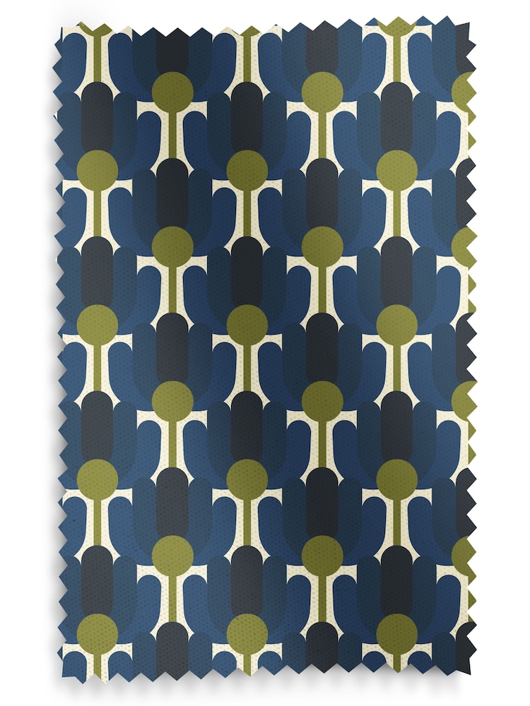 Orla Kiely Navy Blue Florida Made to Measure 100% Cotton Curtains - Image 6 of 6