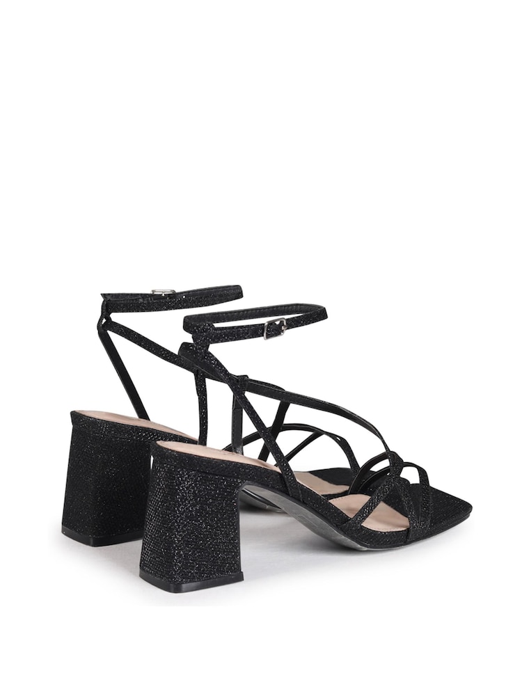 Linzi Black Liliana Glitter Crossover Slingback Block Heeled Sandals - Image 4 of 4