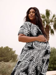 Yours Curve Black Maternity Leaf Print Maxi Dress - Image 1 of 6