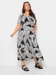 Yours Curve Black Maternity Leaf Print Maxi Dress - Image 2 of 6