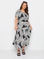 Yours Curve Black Maternity Leaf Print Maxi Dress - Image 3 of 6