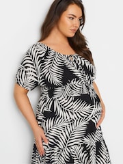 Yours Curve Black Maternity Leaf Print Maxi Dress - Image 5 of 6