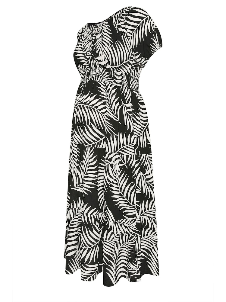 Yours Curve Black Maternity Leaf Print Maxi Dress - Image 6 of 6