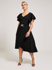 Yours Curve London Buckle Dipped Hem средних размеров платья - Изображение 2 из 5