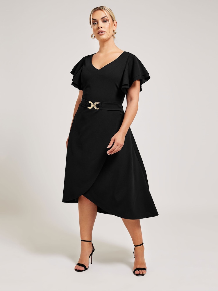Yours Curve London Buckle Dipped Hem средних размеров платья - Изображение 2 из 5