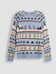 Jojo Maman Bébé Moški božič Scene Fair Isle Pattern pulover - Slika 1 iz 3