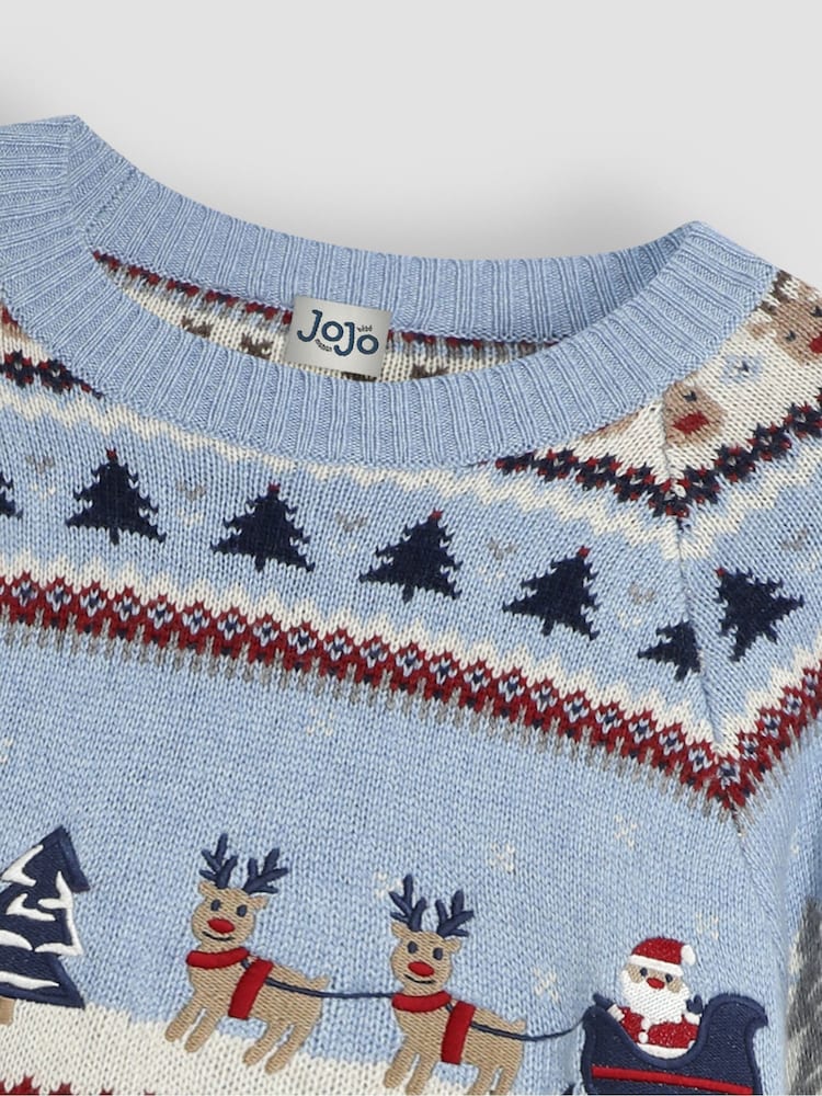 Jojo Maman Bébé Moški božič Scene Fair Isle Pattern pulover - Slika 3 iz 3