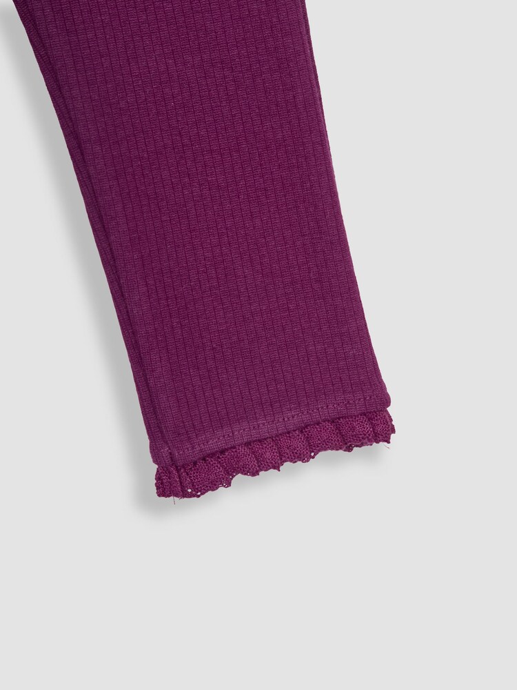 JoJo Maman Bébé Plum Purple 2-Pack Rib Leggings - Image 7 of 7