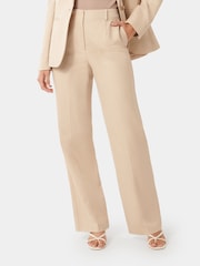 Forever New Cream Emmie Straight Leg Trousers with a Touch of Linen - Image 1 of 5